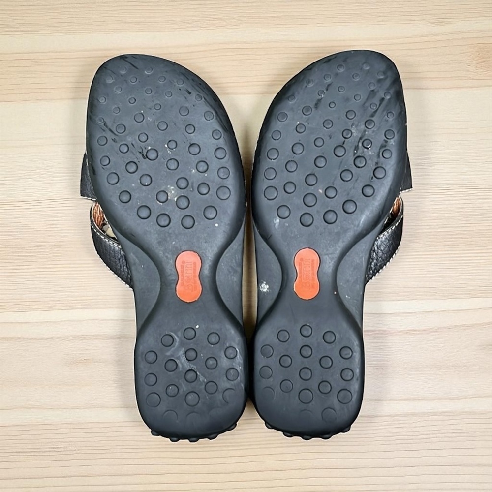 Born Black Leather Cross-Strap Slide Sandals - Picture 9 of 11